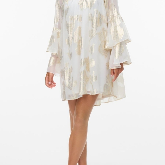 Shimmering Ruffled Mini Dress - Picture 2 of 7